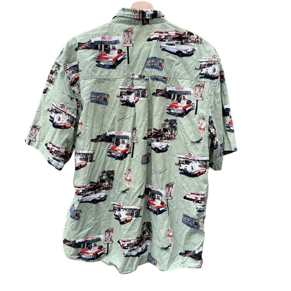 Belair Retro Cars Drive In Clearwater Outfitters Button Down Shirt Size large - Picture 2 of 4